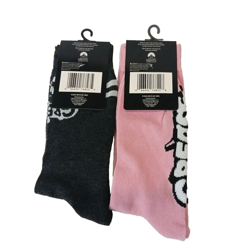 Grease Movie TBirds Pink Ladies Men Novelty Crew Socks 2 Pair Size 6-12 NWT